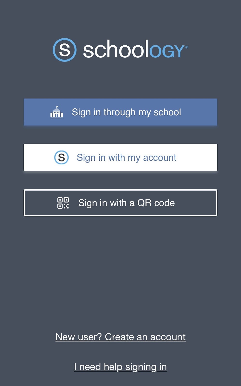 Click the blue “Sign in through my school” button.