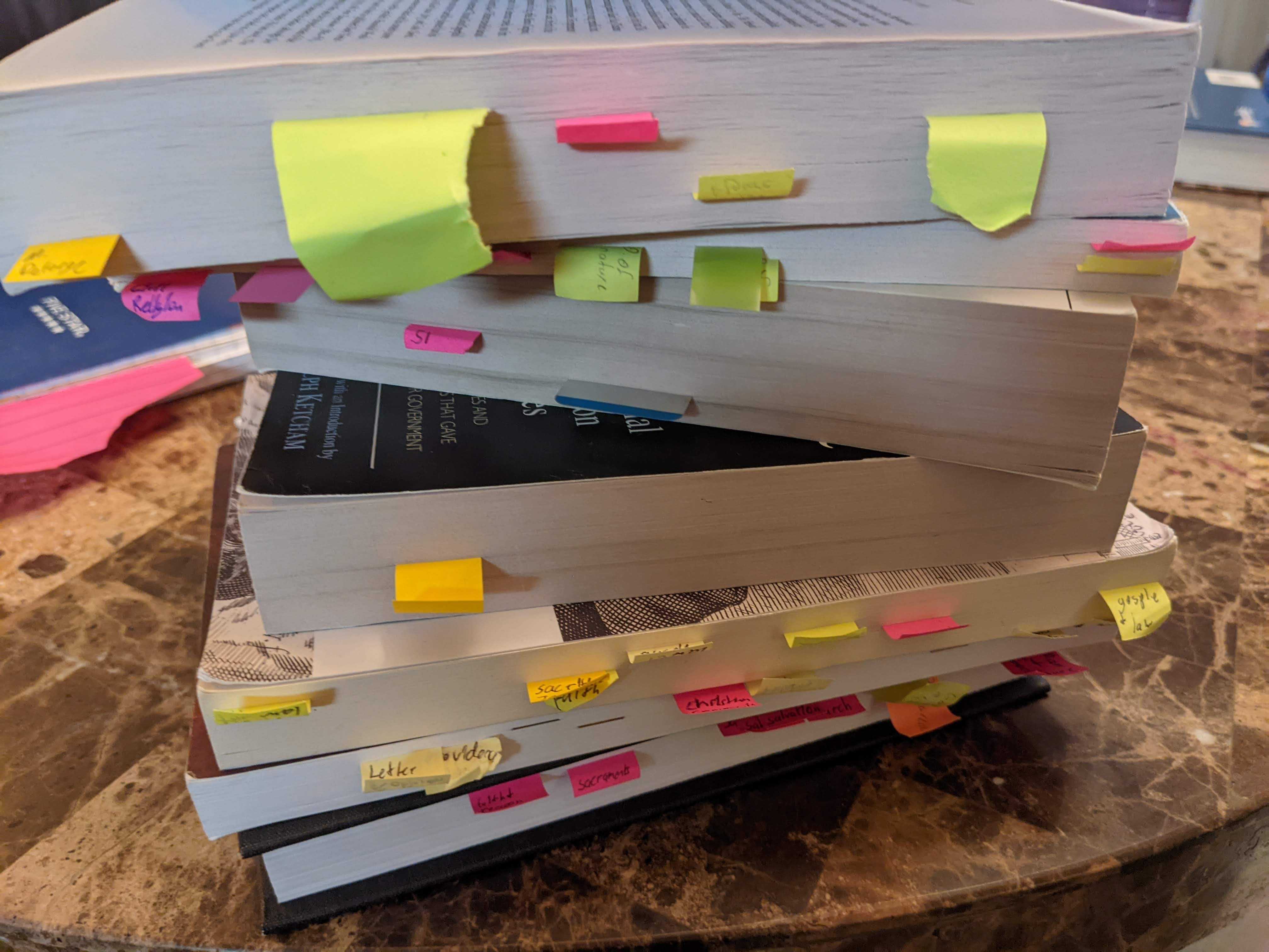 Books with Sticky Notes