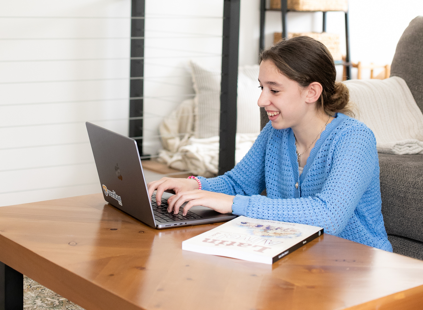 Live Online Courses A student taking a live online class at home